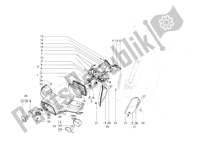 Tutte le parti per il Fari Anteriori - Indicatori Di Direzione del Vespa S 125 4T 2V E3 Taiwan 2011