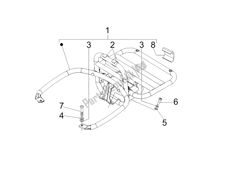 Todas las partes para Portaequipajes Trasero de Vespa GTV 125 4T E3 UK 2006