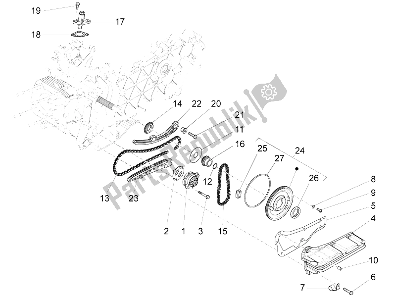 Alle onderdelen voor de Oliepomp van de Vespa 946 150 4T 3V ABS Armani USA 2015