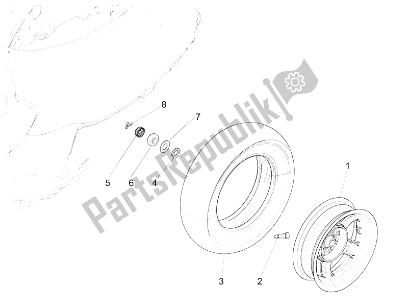 Toutes les pièces pour le Roue Arrière du Vespa Vespa S 125 4T 3V E3 IE Asia 2012