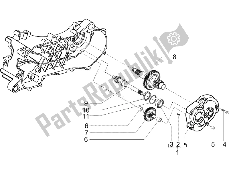 All parts for the Reduction Unit of the Vespa LX 50 2T E2 Touring 30 KMH 2010