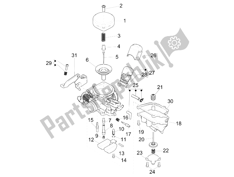 Toutes les pièces pour le Composants Du Carburateur du Vespa LX 50 4T USA 2008