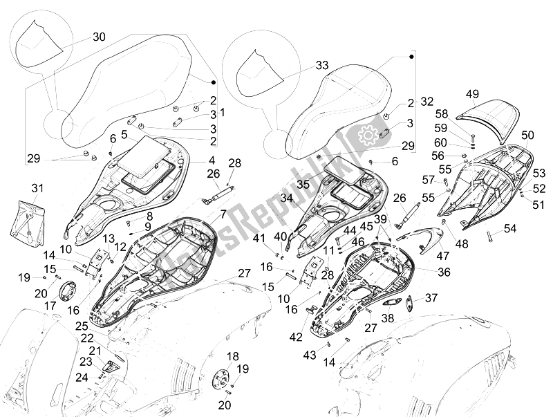 Tutte le parti per il Sella / Sedili del Vespa 946 125 2014
