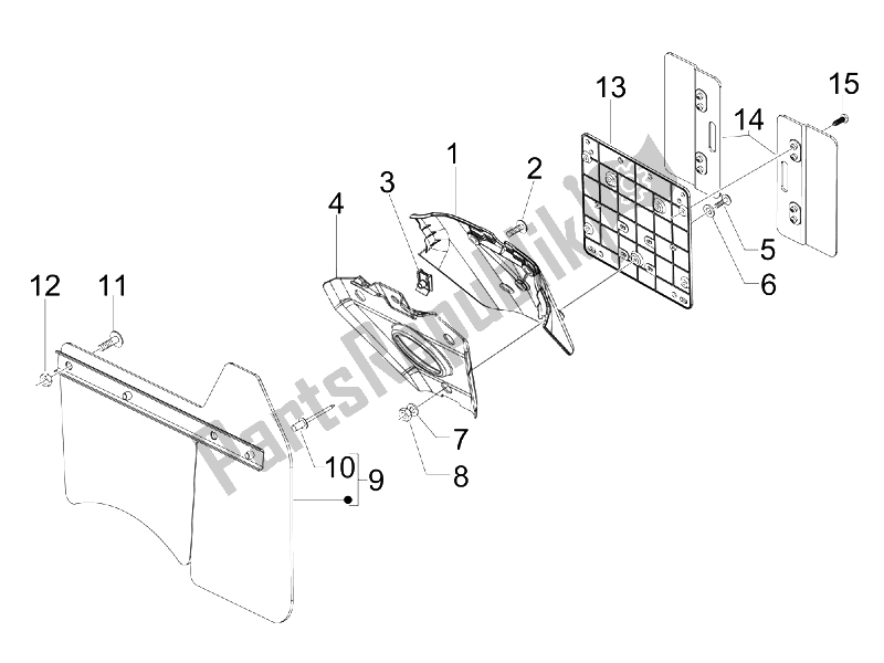 Tutte le parti per il Coperchio Posteriore - Paraspruzzi del Vespa GTS 300 IE Super USA 2009