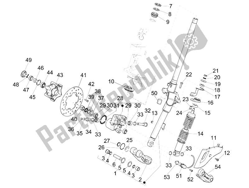 Alle onderdelen voor de Vork / Stuurbuis - Stuurlagereenheid van de Vespa Sprint 50 4T 4V Emea 2014