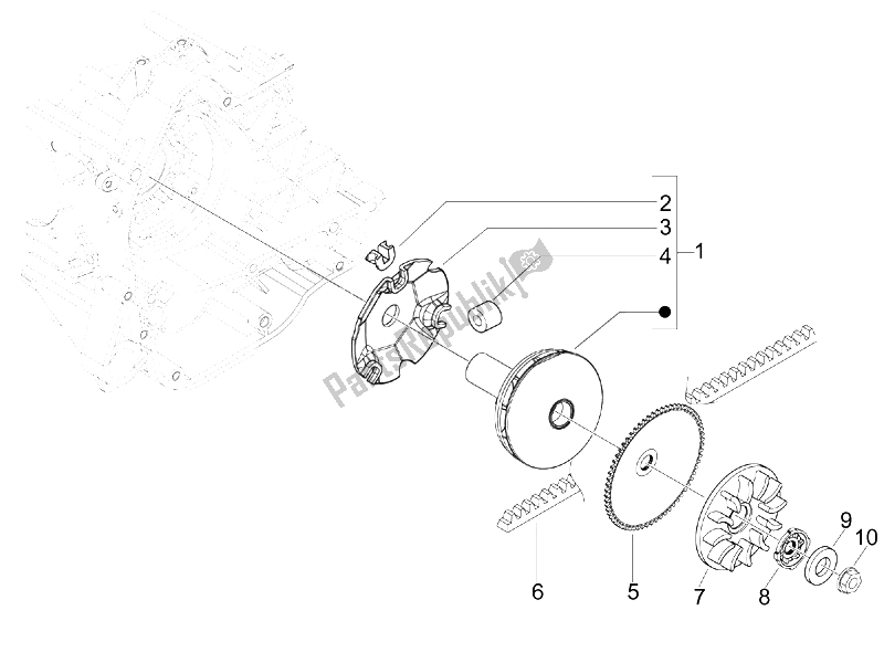 Toutes les pièces pour le Poulie Motrice du Vespa LX 50 4T USA 2008