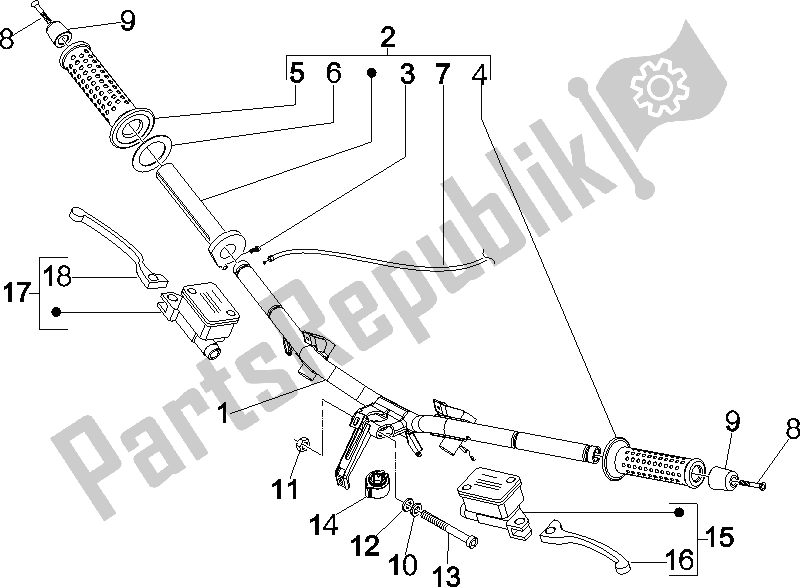 Toutes les pièces pour le Guidon - Master Cil. Du Vespa GTS 250 ABS UK 2005