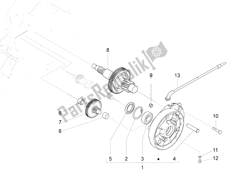 All parts for the Reduction Unit of the Vespa Vespa Sprint 50 4T 4V USA Canada 2014