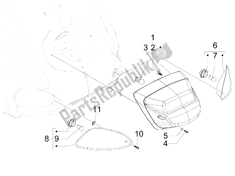 Tutte le parti per il Fanali Posteriori - Indicatori Di Direzione del Vespa S 125 4T IE E3 College 2009