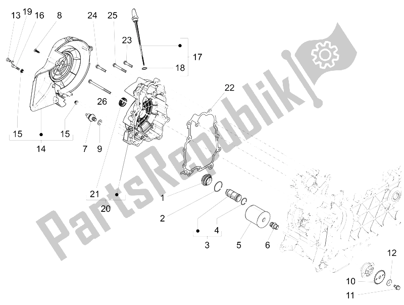 Toutes les pièces pour le Couvercle Magnéto Volant - Filtre à Huile du Vespa 150 Sprint 4T 3V IE Vietnam 2015