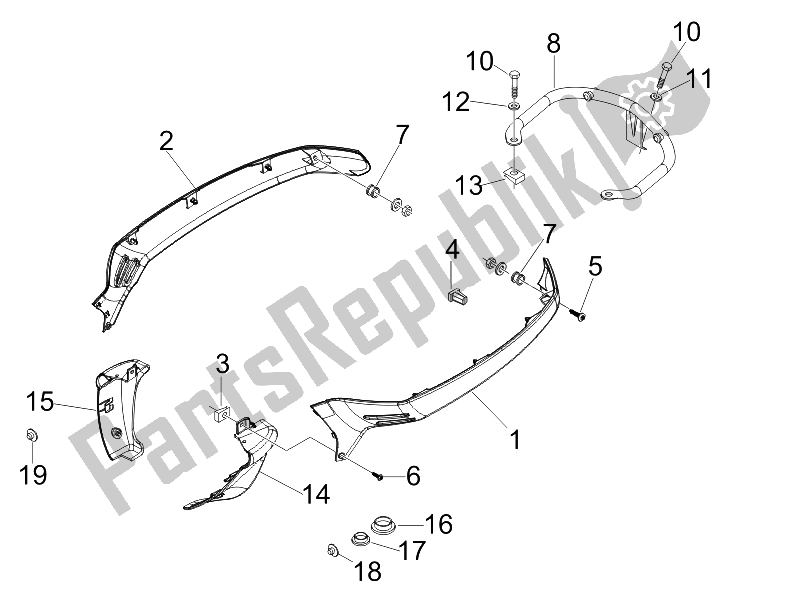 All parts for the Side Cover - Spoiler of the Vespa LX 150 4T E3 2006