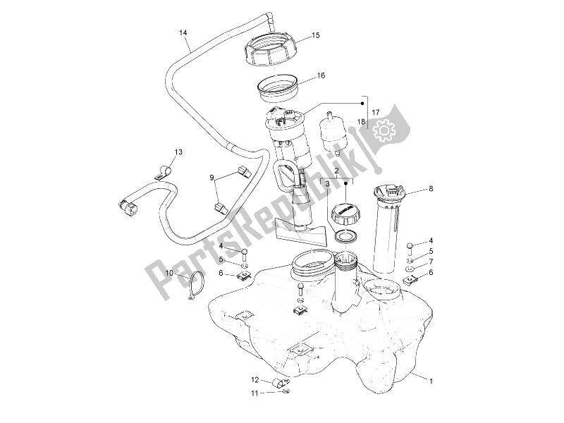 Todas as partes de Tanque De Combustível do Vespa LX 150 4T IE E3 Vietnam 2011