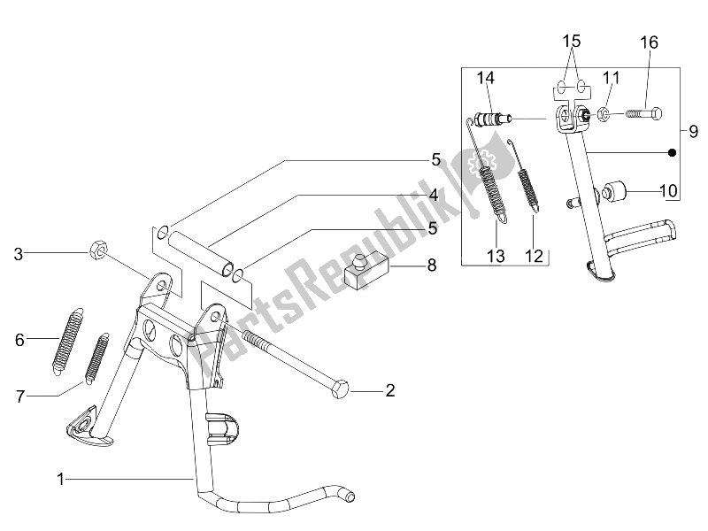 All parts for the Stand/s of the Vespa LX 150 4T E3 2006