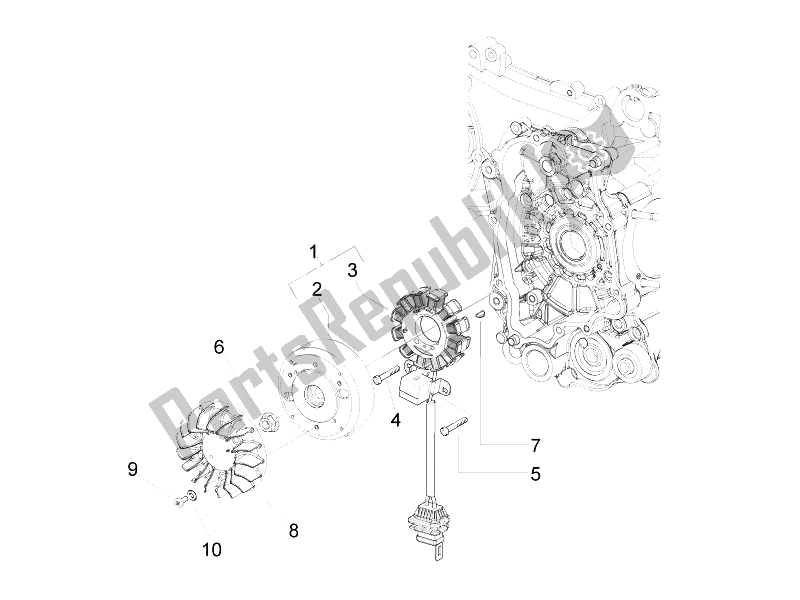 Toutes les pièces pour le Volant Magnéto du Vespa LX 125 4T IE E3 Touring 2010