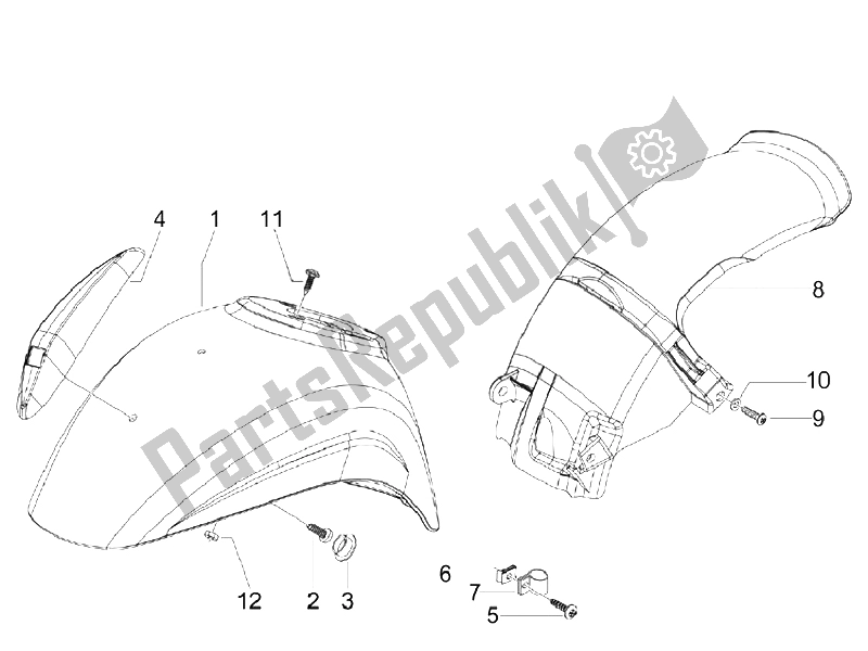 All parts for the Wheel Huosing - Mudguard of the Vespa S 125 4T IE E3 Vietnam 2011