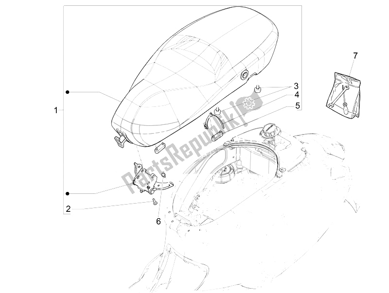 All parts for the Saddle/seats of the Vespa Vespa Primavera 50 4T 2V 25 KMH EU 2014