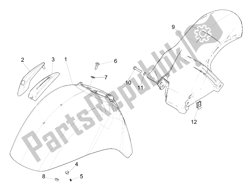 Toutes les pièces pour le Logement De Roue - Garde-boue du Vespa GTS 300 IE ABS Super China 2014