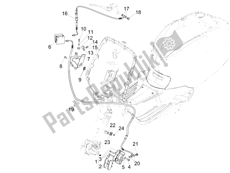 Tutte le parti per il Tubi Freni - Pinze (abs) del Vespa Vespa 125 4T 3V IE Primavera EU 2014