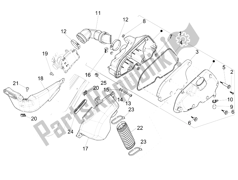 Toutes les pièces pour le Filtre à Air du Vespa GTS Super 150 IE 4T 3V 2014