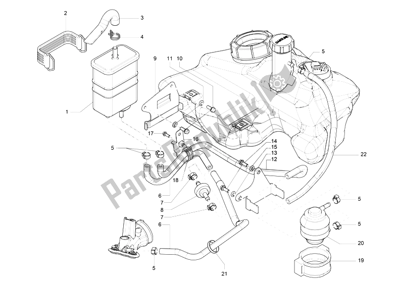 Toutes les pièces pour le Système Anti-percolation du Vespa LXV 125 4T 3V E3 Vietnam 2014