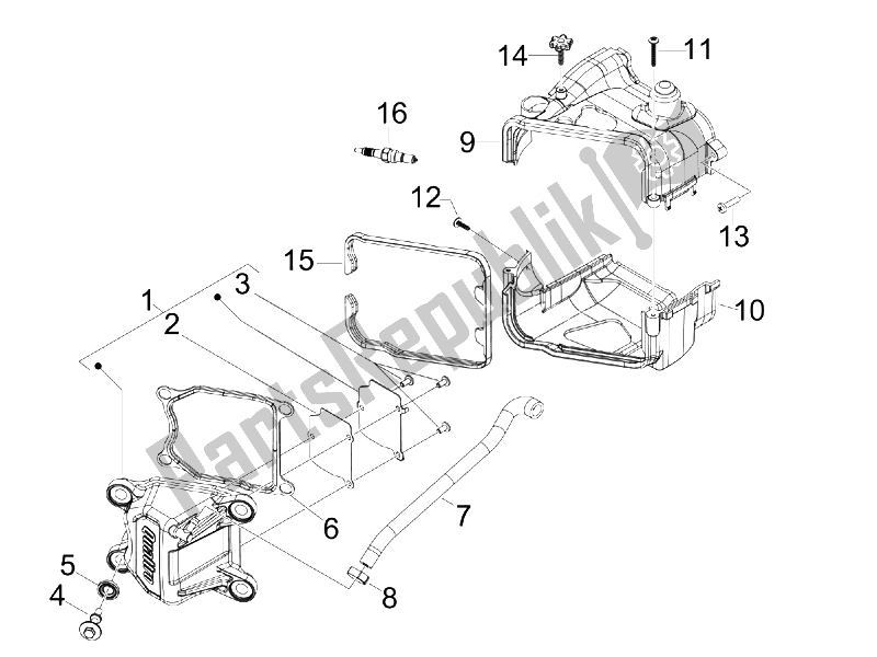 Toutes les pièces pour le Le Couvre-culasse du Vespa S 50 4T 4V College USA 2008