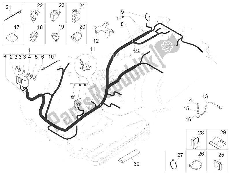 Todas las partes para Mazo De Cables Principal de Vespa Vespa GTS 300 IE ABS E4 EU 2016