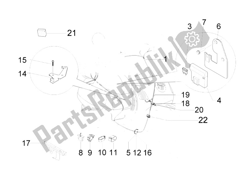 Toutes les pièces pour le Faisceau De Câbles Principal du Vespa GTS 300 IE Super Sport 2010