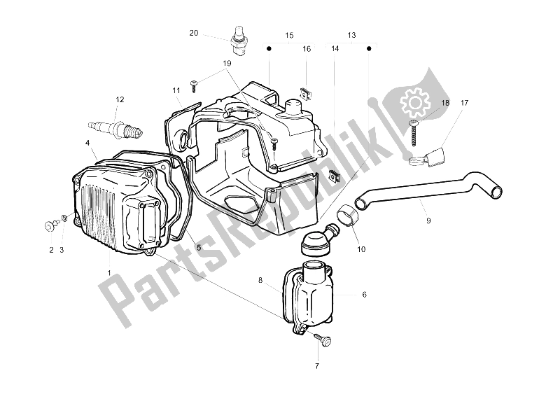 Toutes les pièces pour le Le Couvre-culasse du Vespa S 125 4T IE E3 College 2009