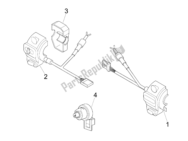Tutte le parti per il Selettori - Interruttori - Pulsanti del Vespa LXV 125 4T Navy E3 2007