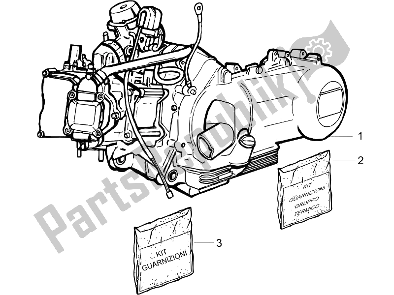 All parts for the Engine, Assembly of the Vespa GTS 125 4T E3 2007