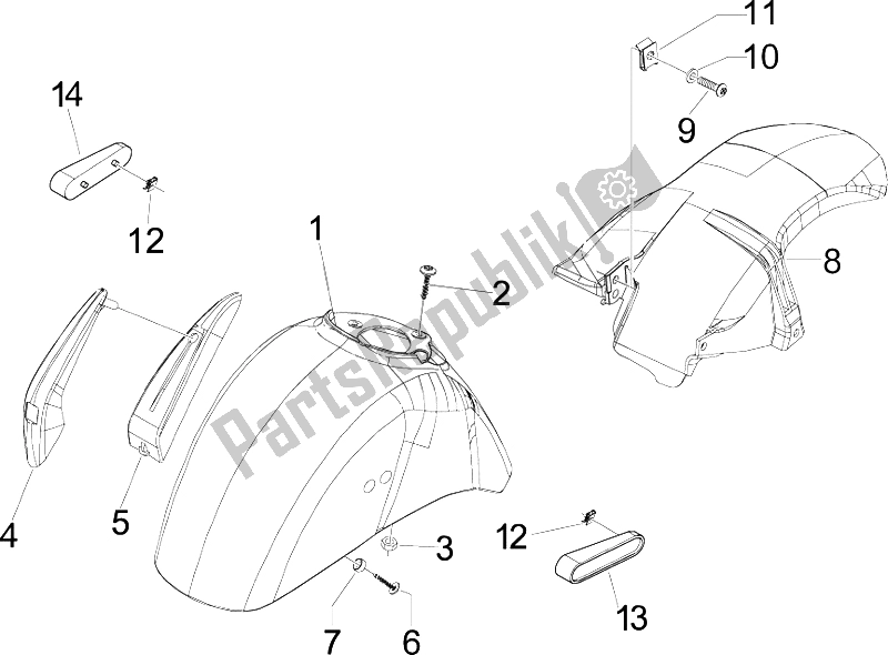 Toutes les pièces pour le Logement De Roue - Garde-boue du Vespa GTS 300 IE Super USA 2009