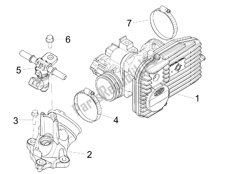 All parts for the Throttle Body - Injector - Union Pipe of the Vespa GTS 300 IE USA 2009