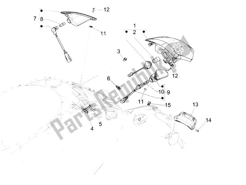 Tutte le parti per il Fanali Posteriori - Indicatori Di Direzione del Vespa Primavera 50 4T 4V 2014