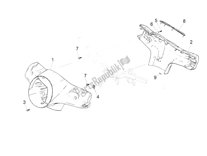 Tutte le parti per il Coperture Per Manubri del Vespa Vespa GTS 300 IE ABS E4 EU 2016