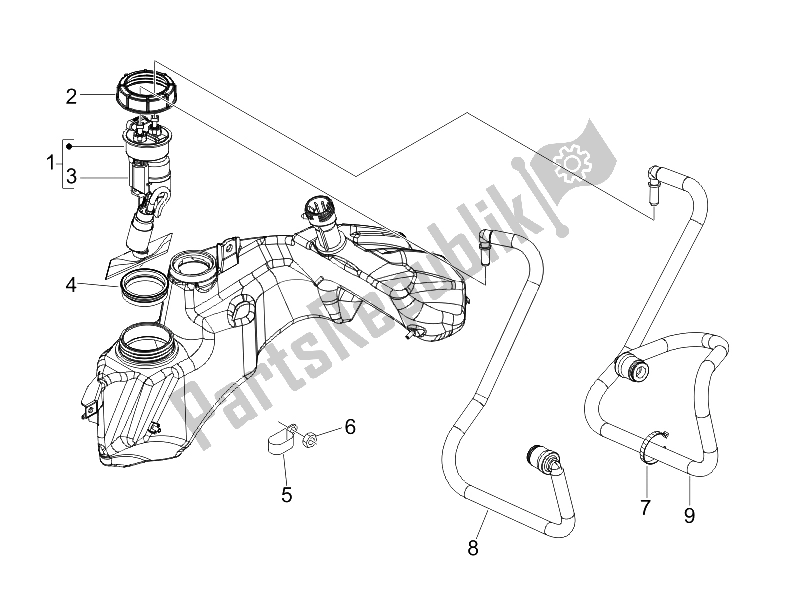 Toutes les pièces pour le Système D'alimentation du Vespa GTS 250 IE Super USA 2008