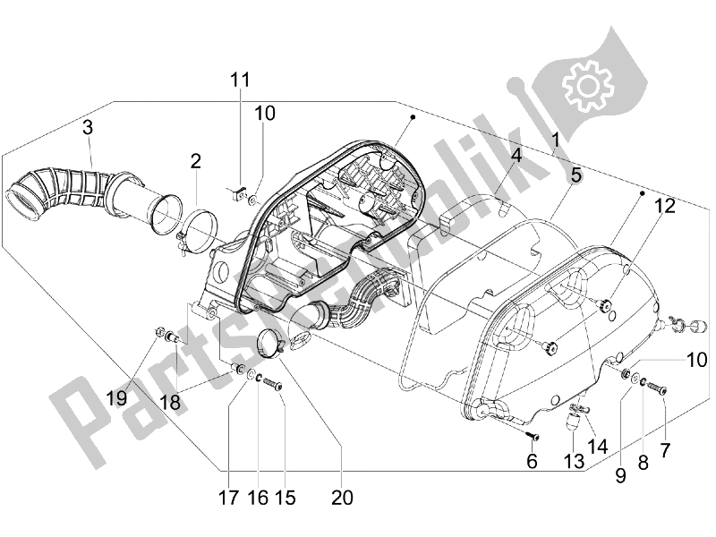 Toutes les pièces pour le Filtre à Air du Vespa GTV 250 IE USA 2007