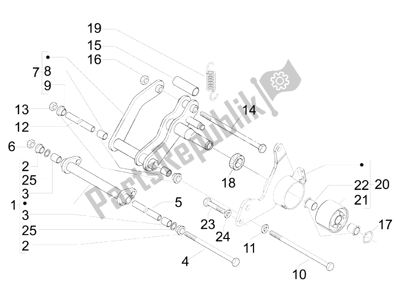 Toutes les pièces pour le Bras Oscillant du Vespa GTS 300 IE Super Sport 2010