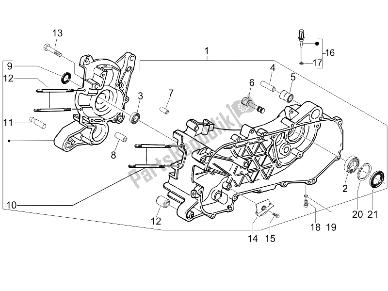 Toutes les pièces pour le Carter du Vespa LX 50 4T USA 2008