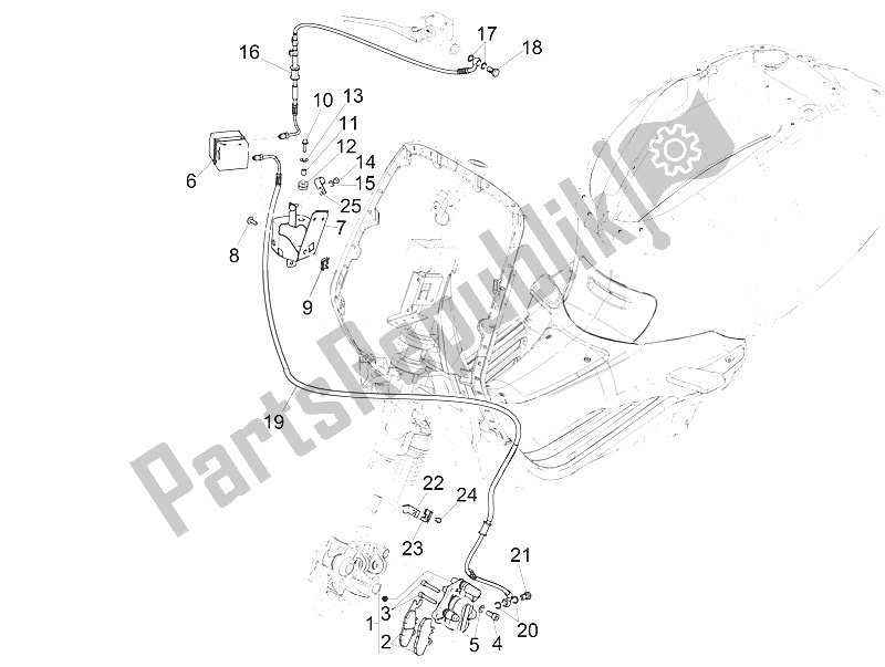 All parts for the Brakes Pipes - Calipers (abs) of the Vespa Vespa 125 4T 3V I GET IE Primavera Asia 2016