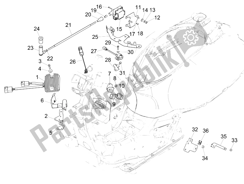 Toutes les pièces pour le Régulateurs De Tension - Unités De Commande électronique (ecu) - H. T. Bobine du Vespa GTS 300 IE ABS China 2014