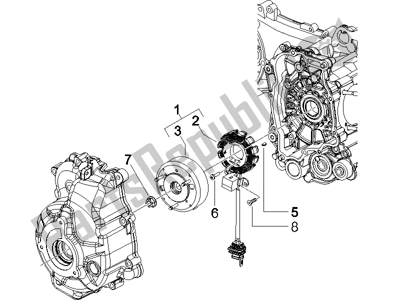 Toutes les pièces pour le Volant Magnéto du Vespa LXV 150 4T USA 2007