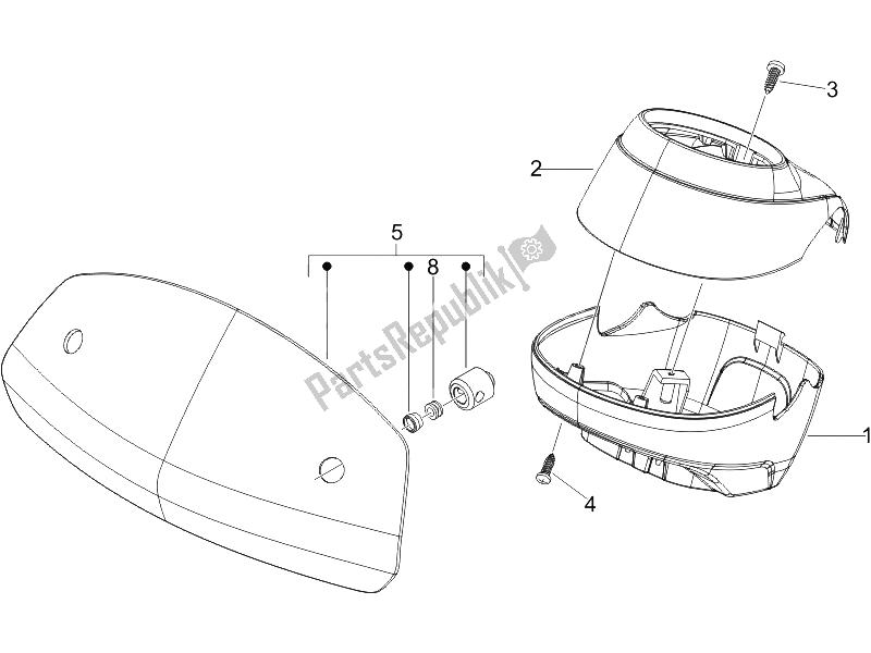 Toutes les pièces pour le Couvertures De Guidon du Vespa GTV 125 4T E3 UK 2006