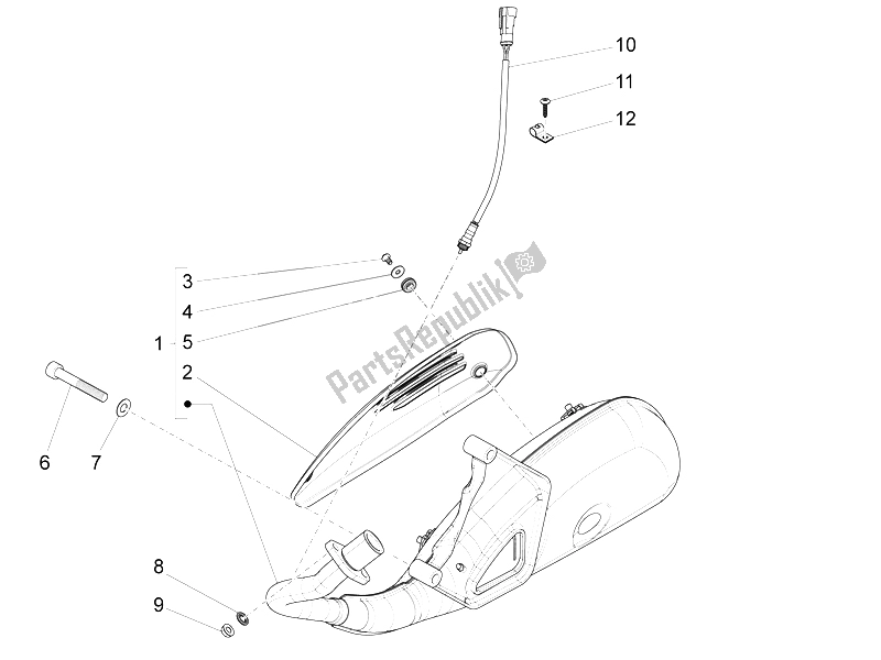 Toutes les pièces pour le Silencieux du Vespa LX 125 4T 3V IE 2012