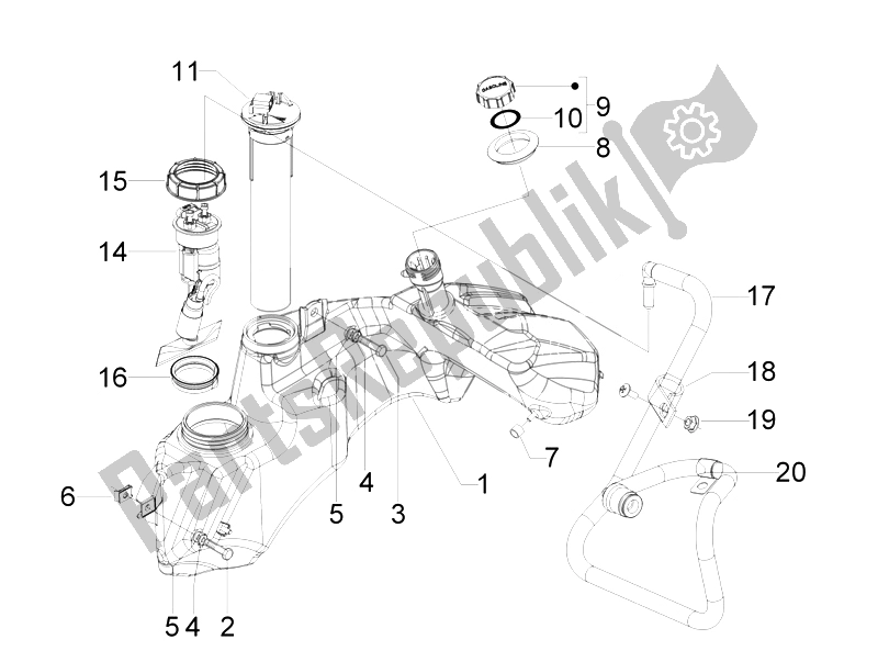 Toutes les pièces pour le Réservoir D'essence du Vespa GTS 300 IE ABS China 2014