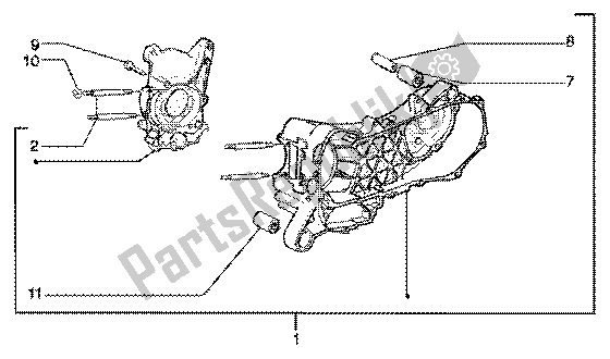All parts for the Crankase of the Vespa ET4 50 2002