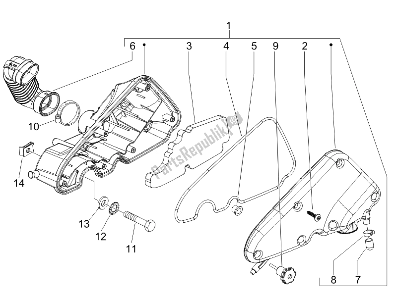 Todas las partes para Filtro De Aire de Vespa S 50 4T 2V 25 KMH NL 2010