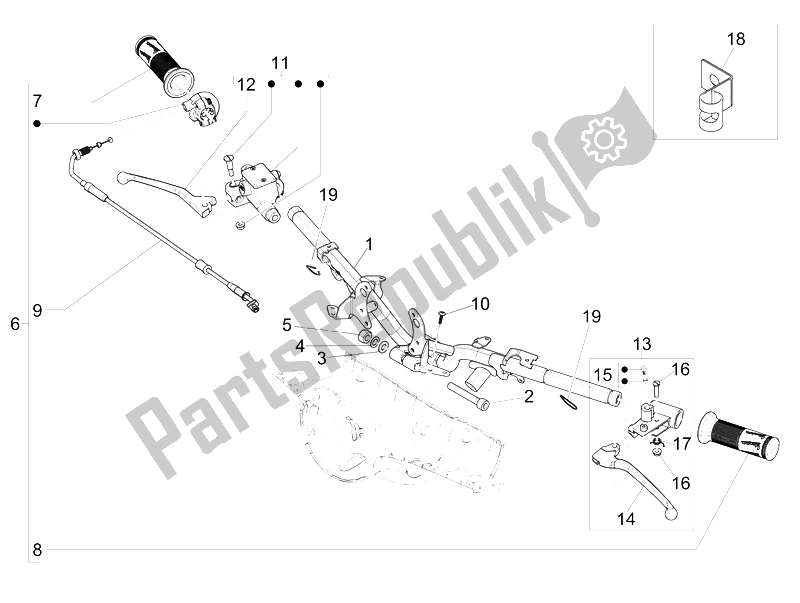 Toutes les pièces pour le Guidon - Master Cil. Du Vespa 150 4T 3V IE Primavera China 2015