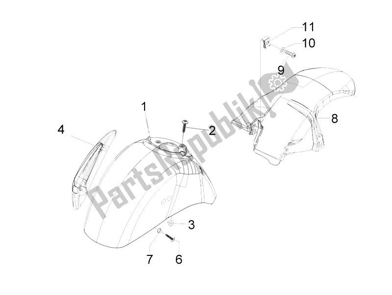 Alle onderdelen voor de Wielkast - Spatbord van de Vespa GTS 300 IE ABS China 2014