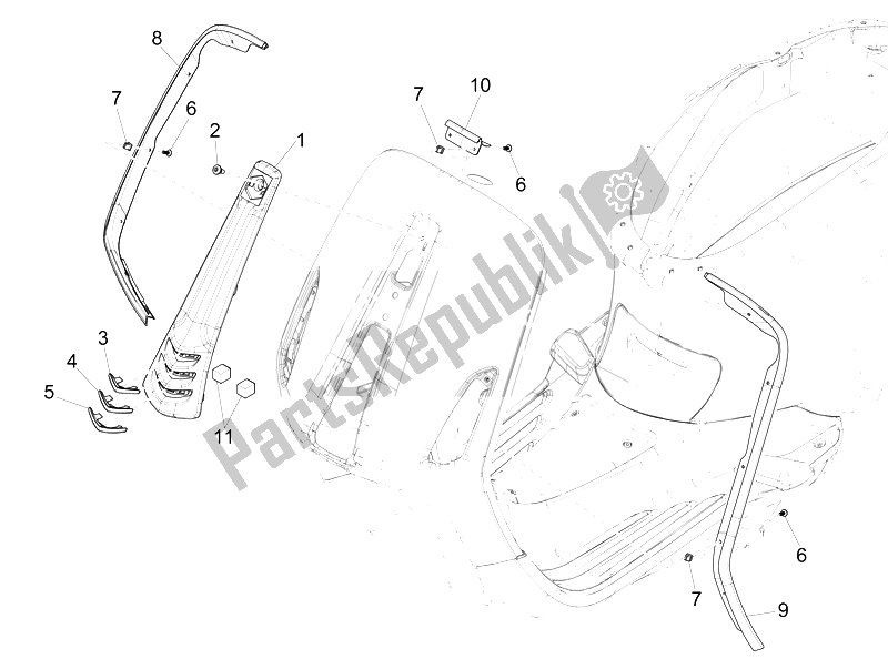 Toutes les pièces pour le Bouclier Avant du Vespa 125 4T 3V IE Primavera 2014