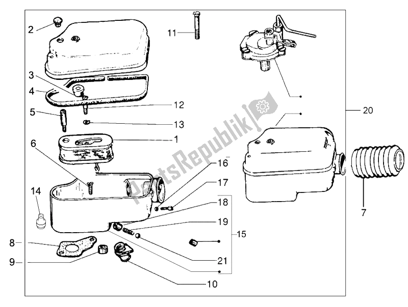 All parts for the Air Filter of the Vespa Vespa PX 125 EU Asia 2011